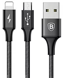 Кабель USB Baseus Rapid 3A 2-in-1 USB to micro USB/Lightning cable black (CAML-SU01)