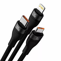 Кабель USB PD Baseus Flash II 100w 5a 6-in-1 USB-A+C to Type-C/Lightning/micro USB cable black (CASS030101) - миниатюра 2