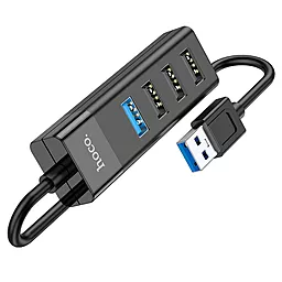 USB хаб Hoco HB25 Easy mix 4-in-1 Hub Black - миниатюра 2