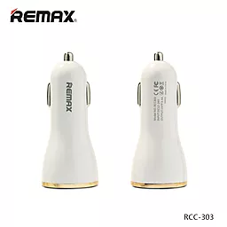 Автомобільний зарядний пристрій Remax 2USB Car Charger White / Gold (RCC206) - мініатюра 2