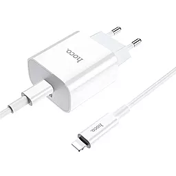 Сетевое зарядное устройство Hoco C76A PLUS Speed Source PD 20W + USB Type-C to Lightning Cable White - миниатюра 2