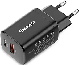 Сетевое зарядное устройство Essager Journey 30W PD/QC Chager USB-A-C Black (ECTPQS-ZTB01) - миниатюра 3