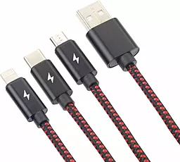 Кабель USB Proda PD-B65th 3-in-1 USB Type-C/Lightning/micro USB Cable Red - миниатюра 2