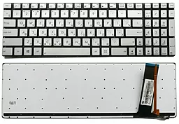 Клавіатура для ноутбуку Asus G550 N550 N750 series підсвітка клавіш без рамки срібляста