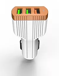 Автомобильное зарядное устройство с быстрой зарядкой LDNio C702 2+1 USB QC3.0 Fast Charging +кабель Type-C White
