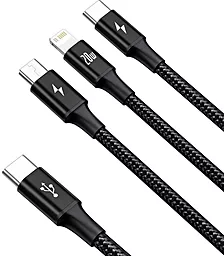 Кабель USB PD Baseus Rapid 20w 1.5m 3-in-1 USB-C to Type-C/Lightning/micro USB cable black (CAMLT-SC01) - миниатюра 2