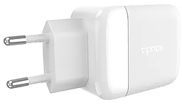 Сетевое зарядное устройство с быстрой зарядкой T-PHOX 24w QC3.0 2xUSB-A/USB-C ports home charger white