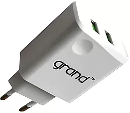 Сетевое зарядное устройство Grand D10A-3 2.1a 2xUSB-A ports charger white