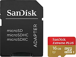 Карта памяти SanDisk microSDHC 16GB eXtreme Class 10 UHS-I U1 + SD-адаптер  (SDSDQX-016G-U46A)