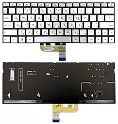 Клавіатура для ноутбуку Asus ZenBook 13 UX333FA UX333FN срібляста без рамки Прямий Enter підсвітка PWR UKR Original PRC (0KN1-6A2UA13) Silver