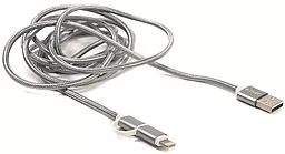 USB Кабель PowerPlant 2M 2-in-1 USB Lightning/micro USB Cable Gray