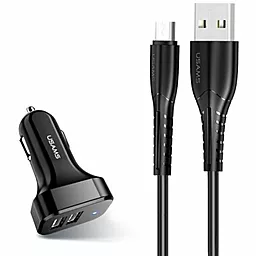 Автомобильное зарядное устройство Usams C13 King-Tu Series Double Micro USB Cable 2.1A Black