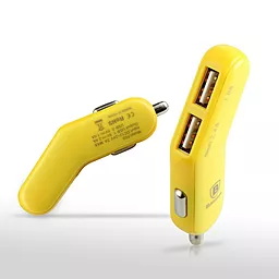 Автомобильное зарядное устройство Baseus 2USB Car charger 2.4A Yellow (flyest series) - миниатюра 9