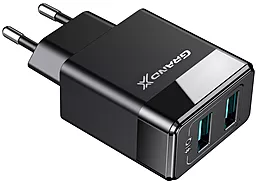 Сетевое зарядное устройство Grand-X 2.4a 2xUSB-A ports home charger black (CH-50) - миниатюра 3