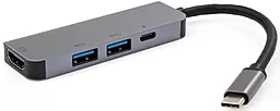 Мультипортовый USB Type-C хаб Vinga USB-C -> 4K HDMI+2xUSB 3.0+Type-C Gray (VCPATC2PDU3HIGR)
