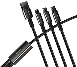 Кабель USB Baseus Tungsten Gold 3.5A 1.5M 3-in-1 USB to Type-C/Lightning/micro USB сable black (CAMLTWJ-01) - миниатюра 2