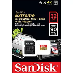 Карта памяти SanDisk microSDHC 32GB Extreme Class 10 UHS-I U3 + SD-адаптер (SDSQXNE-032G-GN6MA) - миниатюра 4