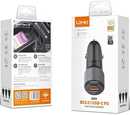 Автомобильное зарядное устройство LDNio C510Q 38W QC3.0/PD 2 in 1 Car Charger USB-A-C Black - миниатюра 6