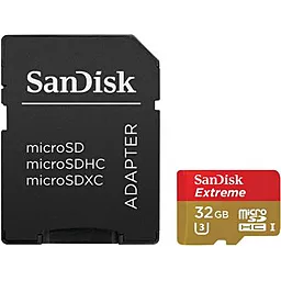 Карта памяти SanDisk microSDHC 32GB Extreme Class 10 UHS-I U3 + SD-адаптер (SDSQXNE-032G-GN6AA)
