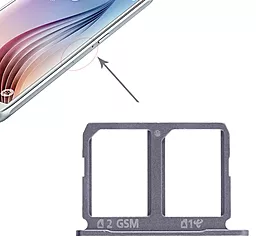 Держатель (лоток) Сим карты Samsung Galaxy S6 G920 Dual SIM Black - миниатюра 5