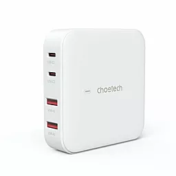 Сетевое зарядное устройство Choetech 100w GaN/PPS PD 2xUSB-C/2xUSB-A home charger white (PD8008-EU-WH)