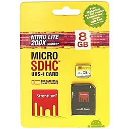 Карта пам'яті Strontium microSDHC 8GB Nitro Lite 200X Class 10 UHS-I U1 + SD-адаптер (SRL8GTFU1) - мініатюра 5