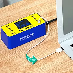 Сетевое зарядное устройство MECHANIC iCharge 8S 7xUSB-A+USB-C 40W PD/QC3.0 Blue/Yellow - миниатюра 4