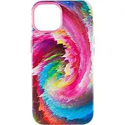 Шкіряний чохол Colour Splash with MagSafe для Apple iPhone 13 (6.1") Pink / Blue