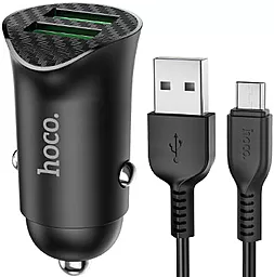 Автомобильное зарядное устройство с быстрой зарядкой Hoco Z39 Farsighted 18W 3.4A + micro USB Cable Black
