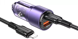 Автомобильное зарядное устройство Borofone BZ20A 83W PD65W/QC3.0 Smart USB-A-C port + USB-C-Lightning cable Violet - миниатюра 4
