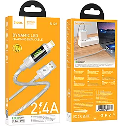 Кабель USB Hoco U126 Dunamic LED 12w 2.4a 1.2m Lightning cable  gray - миниатюра 4