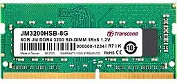 Оперативна пам'ять для ноутбука Transcend JetRam SO-DIMM DDR4 3200MHz 8GB (JM3200HSB-8G)