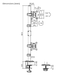 Кронштейн для 2 мониторов Brateck LDT66-C02V - миниатюра 2