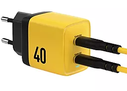 Сетевое зарядное устройство с быстрой зарядкой Veron TC-35 GaN 40w PD 2xUSB-C ports fast charger yellow - миниатюра 3