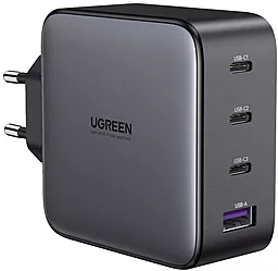 Сетевое зарядное устройство Ugreen CD226 100w GaN 3xUSB-C-1xUSB-A ports Gray (90575) - миниатюра 2