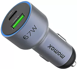 Автомобильное зарядное устройство Momax MoVe 67W PD USB-C/USB-A ports car charger blue (UC16) - миниатюра 3