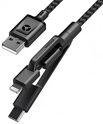 Кабель USB Nomad Universal 0.3M 3-in-1 USB Type-C/Lightning/micro USB Cable Black (0.3 m) (NM0B5BA000) - миниатюра 2