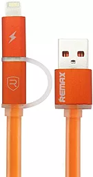 Кабель USB Remax Aurora 2-in-1 USB Lightning/micro USB Cable Orange (RC-020t)