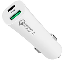 Автомобільний зарядний пристрій з швидкою зарядкою Momax 45w PD USB-C/USB-A car charger white (UC8)