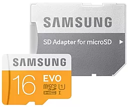 Карта памяти Samsung microSDHC 16GB EVO Class 10 UHS-I U1 + SD-адаптер (MB-MP16DA/AM)