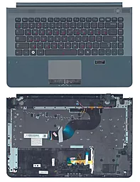 Клавіатура для ноутбуку Samsung RC420 з топ панеллю чорна/сіра