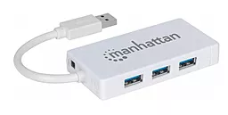 Мультипортовий USB-A хаб Manhattan Pocket Hub 3-port USB3.0 + RJ45 Gigabit Ethernet - мініатюра 2
