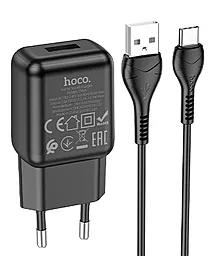 Сетевое зарядное устройство Hoco C96A USB Port 2.1A + USB Type-C Cable Black