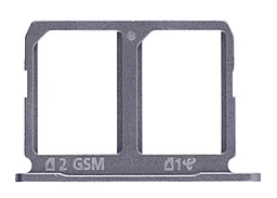 Держатель (лоток) Сим карты Samsung Galaxy S6 G920 Dual SIM Black - миниатюра 2