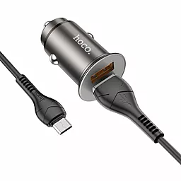 Автомобильное зарядное устройство Hoco NZ1 Developer 36W 2xUSB QC3.0 + mirco USB Cable Metal Gray - миниатюра 2