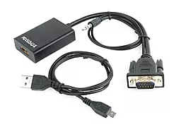 Видео переходник (адаптер) Cablexpert VGA-HDMI со звуком 0.15m черный (A-VGA-HDMI-01) - миниатюра 2