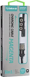 Кабель USB Gelius Pro Magenta 3-in-1 USB to Type-C/Lightning/micro USB Cable black (GP-UC-U013u) - миниатюра 5
