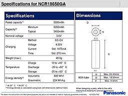 Аккумулятор Panasonic 3500mAh 1шт (NCR18650GA) - миниатюра 2