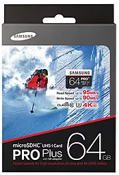 Карта памяти Samsung microSDXC 64GB Pro Plus Class 10 UHS-I U3 + SD-адаптер (MB-MD64DA/RU) - миниатюра 5