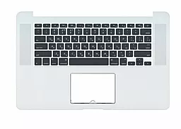 Клавиатура для ноутбука Apple MacBook Pro A1398 с топ панелью горизонтальный энтер черная - миниатюра 2